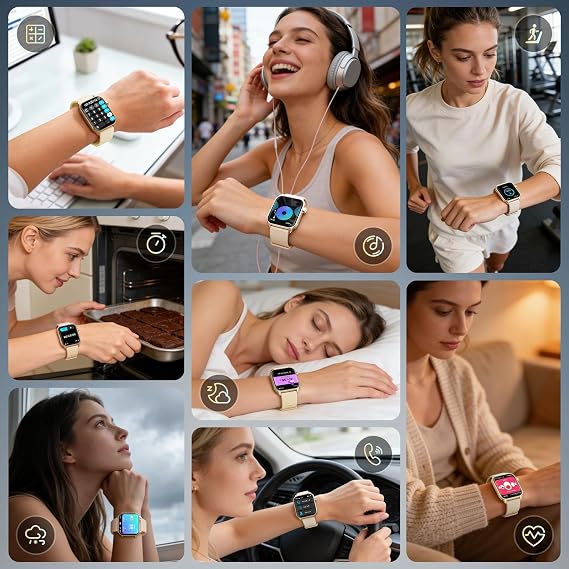 Smart Watches for Women, 120 Sports Modes Smartwatch with 1.83 inches HD Display, Heart Rate/Sleep Monitor, IP67 Waterproof, Bluetooth Call & Music Control for iPhone/Android Rose Gold