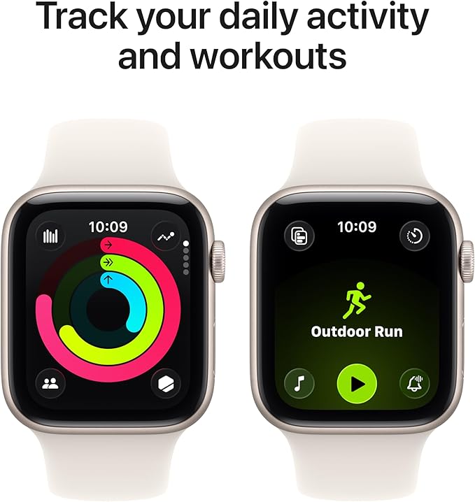 Apple Watch SE 3 [GPS 44mm] Smartwatch with Starlight Aluminum Case with Starlight Sport Band - M/L. Fitness and Sleep Trackers, Heart Rate Monitor, Always-On Display, Water Resistant