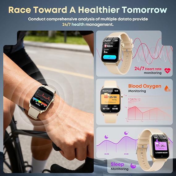 Smart Watches for Women, 120 Sports Modes Smartwatch with 1.83 inches HD Display, Heart Rate/Sleep Monitor, IP67 Waterproof, Bluetooth Call & Music Control for iPhone/Android Rose Gold